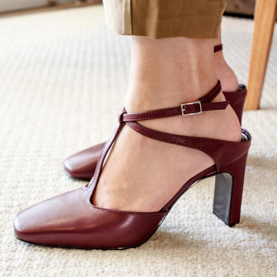 Scarpin vinho salto hot sale grosso